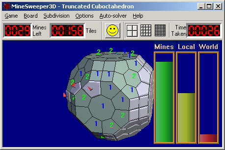 Minesweeper on 3D surface.  Online records.